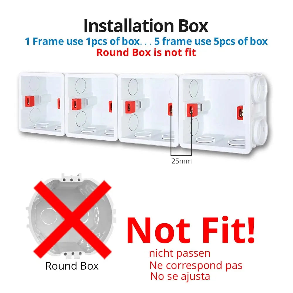 Wallpad Black DIY Module Acrylic Panel With Gold Border Wall Power Socket Electrical Outlet S6 Function Key Free Combination