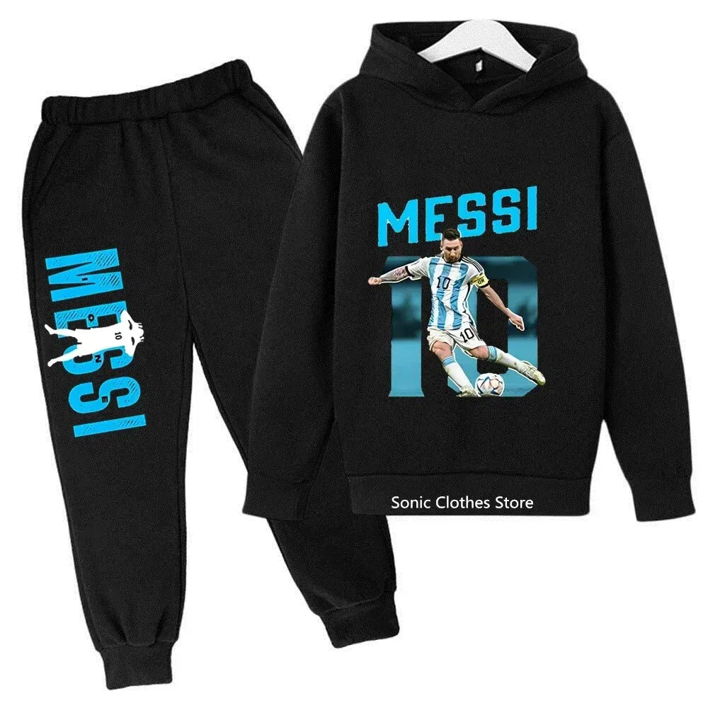 Color: Dark Grey, Kid Size: 5 - messi avatar printed children's clothing children's autumn and winter hoodies pants 2-piece casual boys and girls suits