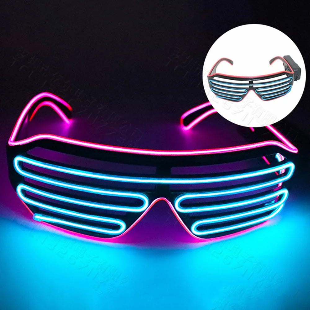 LED Wireless Glow-in-the-dark Glasses, Neon Twinkling Sunglasses, Suitable for Halloween, Christmas, Carnival Party