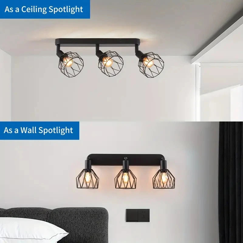 LED Ceiling Light Fixture Black Iron Farmhouse Kitchen Dining Table Hallway Bathroom Bedroom E14 Lamp holder Ceiling Light