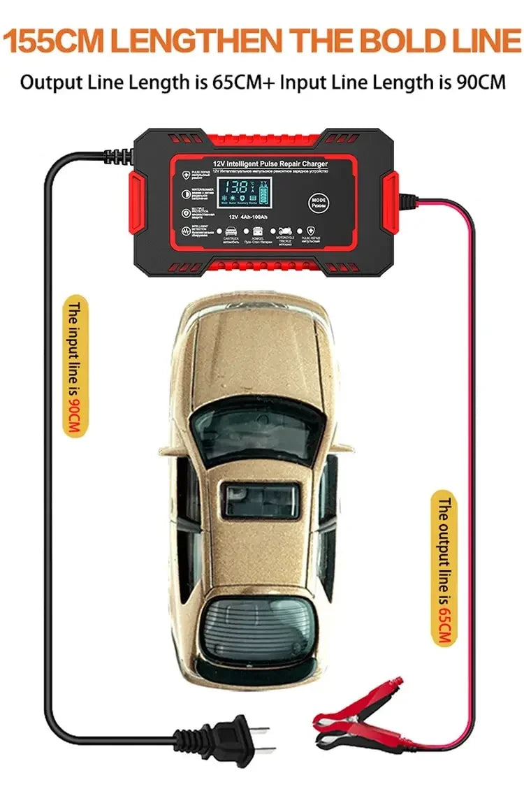 12V 6A Full Automatic Car Battery Charger Power Pulse Repair Chargers Wet Dry Lead Acid Battery Chargers Digital LCD Display