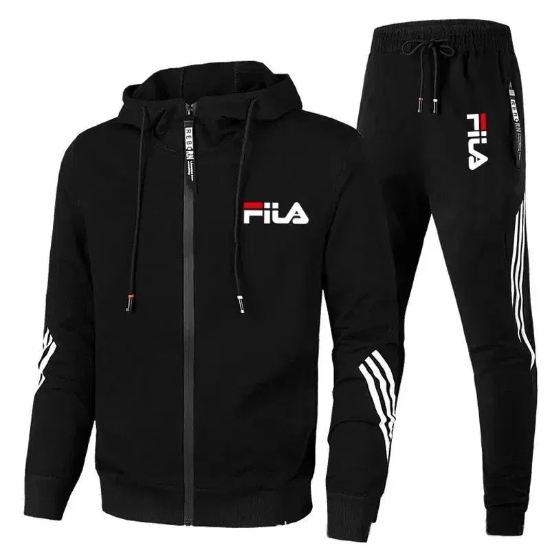 Color: Blue, Size: XXL, Ships From: CHINA - Men's spring and Fall outdoor zipper jacket + sweatpants jogging set Casual basketball fitness two-piece set