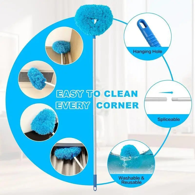 2PCS Long-Handled Microfiber Ceiling Fan Duster - Dust-Locking, Reusable, Effortless Cleaning Brush -Ideal For RVs & Home Use