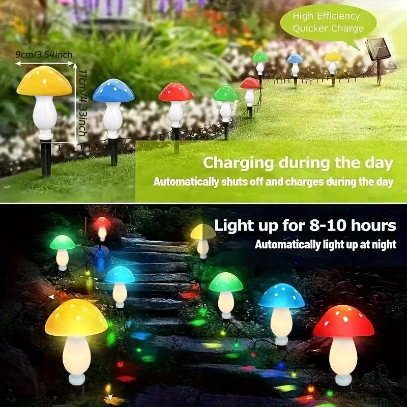 8Pcs Mushroom Solar Lights Garden Decorative Stake Lights with 8 Lighting Modes, LED Red Mushroom Solar Powered Lights For Outdoor Yard Patio Lawn Party & Holiday Decoration