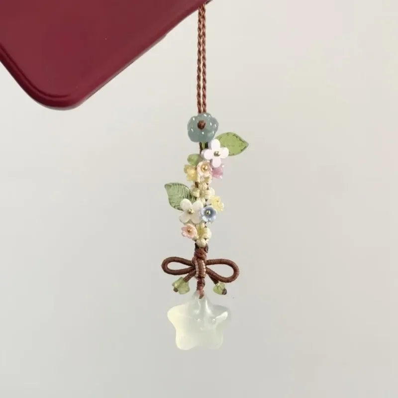 New Chinese Style Ice Transparent Star Flower Pendant Sweet and Cute Mobile Bag Pendant