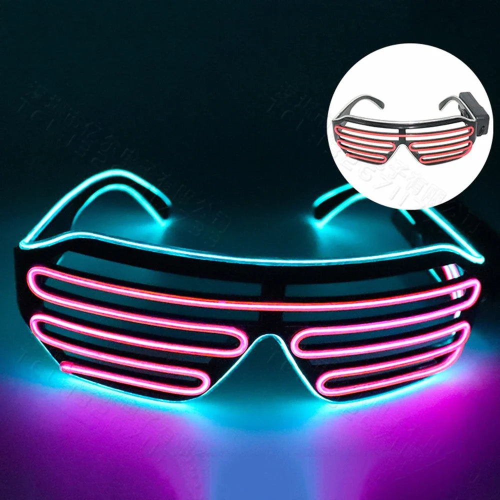 LED Wireless Glow-in-the-dark Glasses, Neon Twinkling Sunglasses, Suitable for Halloween, Christmas, Carnival Party