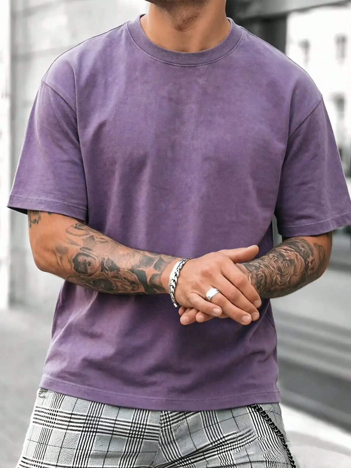 Blank Solid Color Washed Cotton 230GSM Oversized Crew Neck Short Sleeve Basic Unisex Daily Wear Tshirt