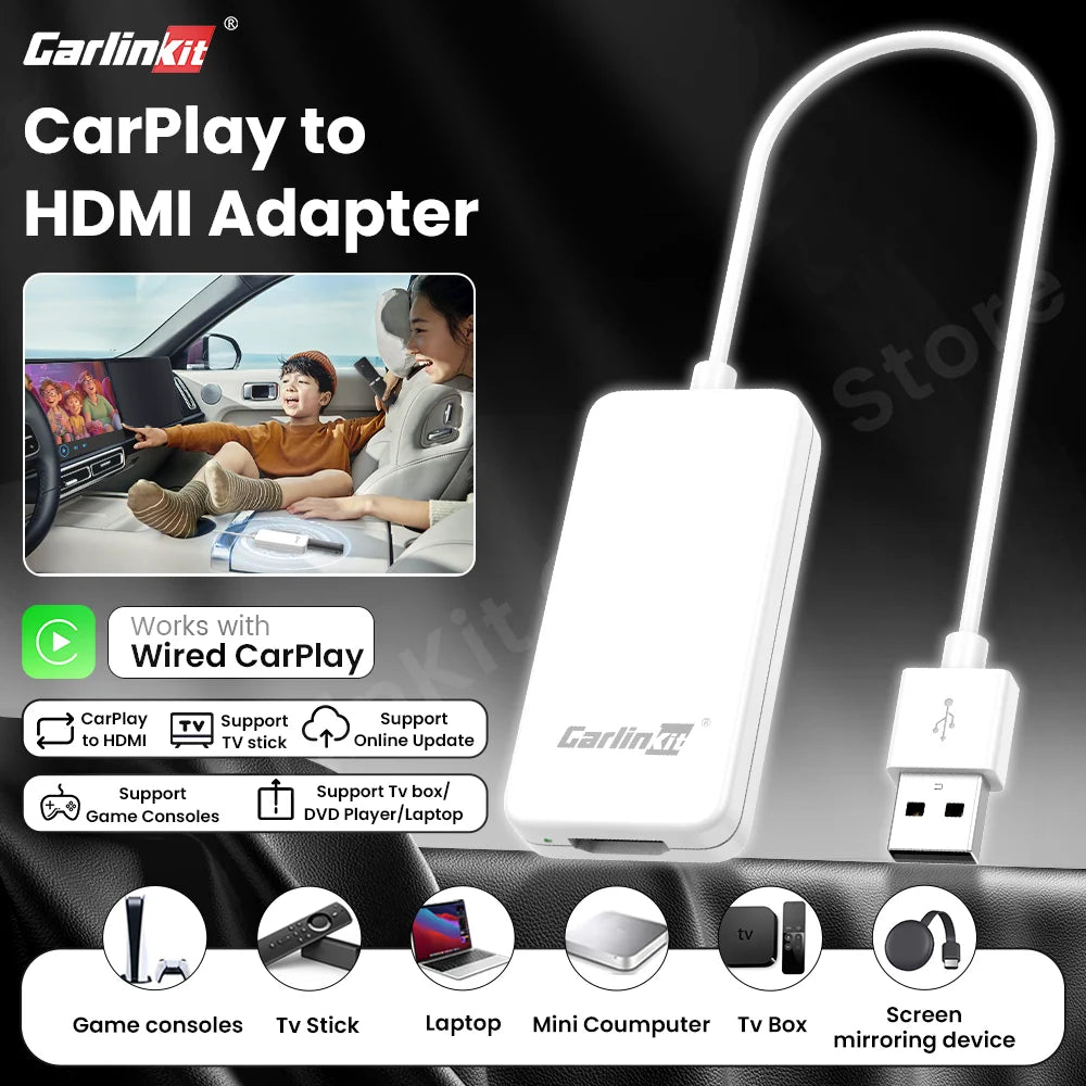 Carlinkit HD2CP Carplay to HDMI Adapter Work for Wired Carplay Xbox Switch Tv Stick Laptop Screen Mirroring Adapter Tv Box