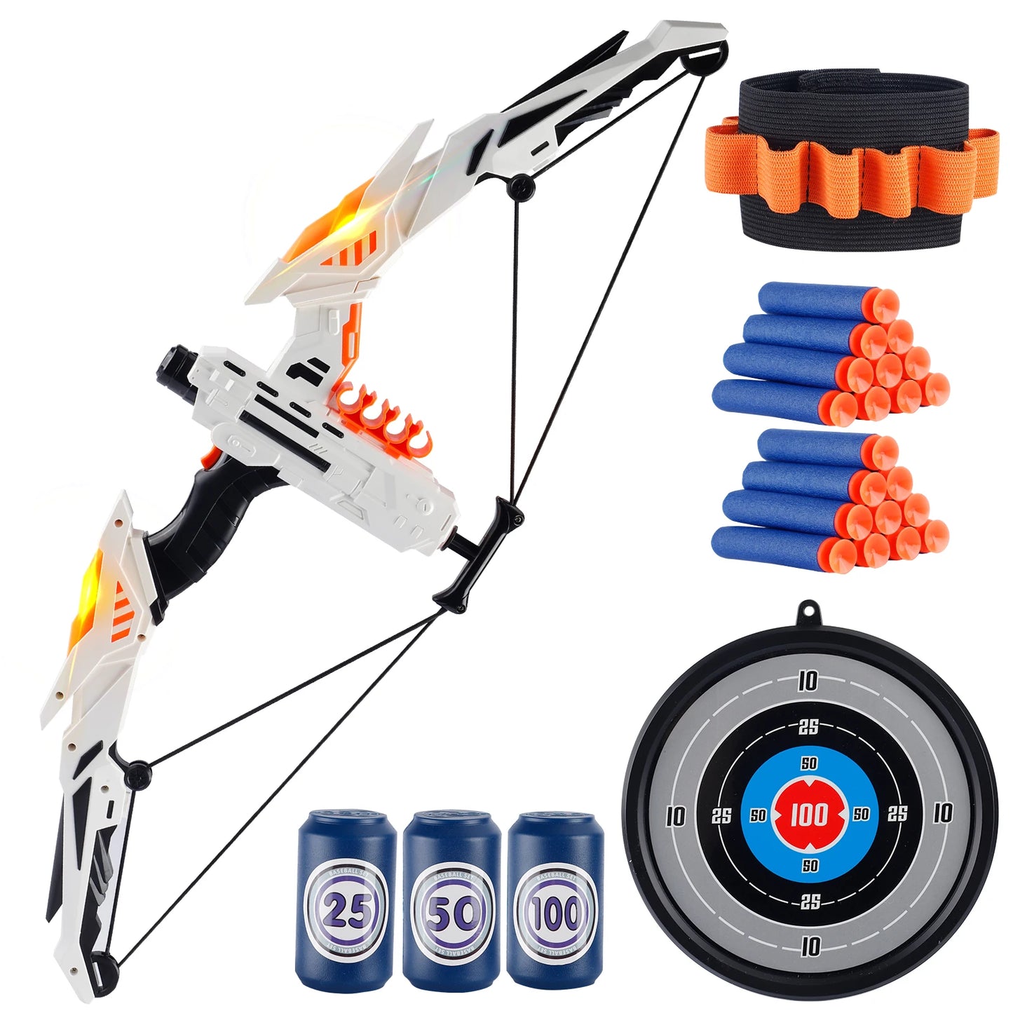 Kids Soft Dart Archery Toy Set with LED Lights,Indoor Outdoor Sports Gift for Boys and Girls,Halloween/Christmas/Thanksgiving
