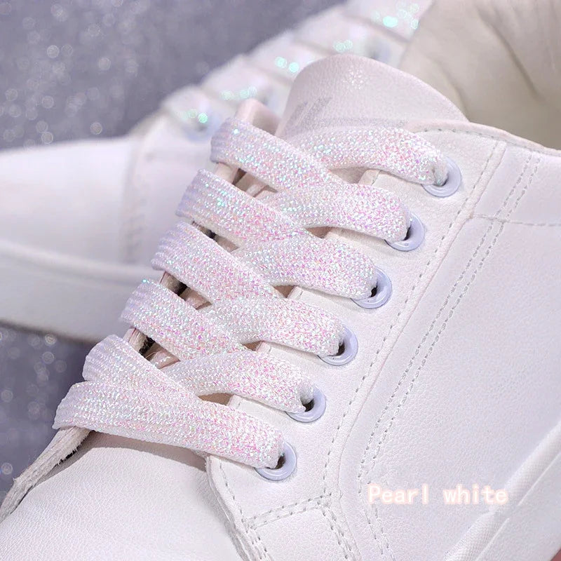 Colorful Flat Shoe laces Fashion Glitter Shoelaces for Athletic Running Sneakers Shoes Boot 1 CM Width Shoelace Strings 20 Color