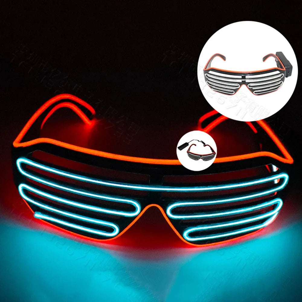 LED Wireless Glow-in-the-dark Glasses, Neon Twinkling Sunglasses, Suitable for Halloween, Christmas, Carnival Party