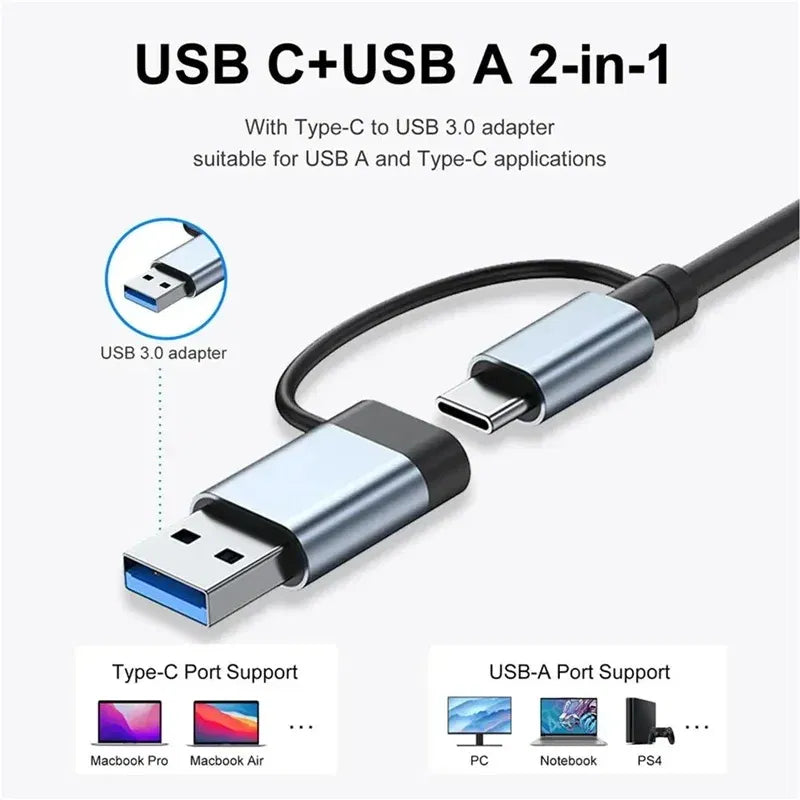 Color: Silver - USB C HUB Type C Splitter Thunderbolt 3 Docking Station Laptop Adapter With For Macbook Air M1 iPad Pro