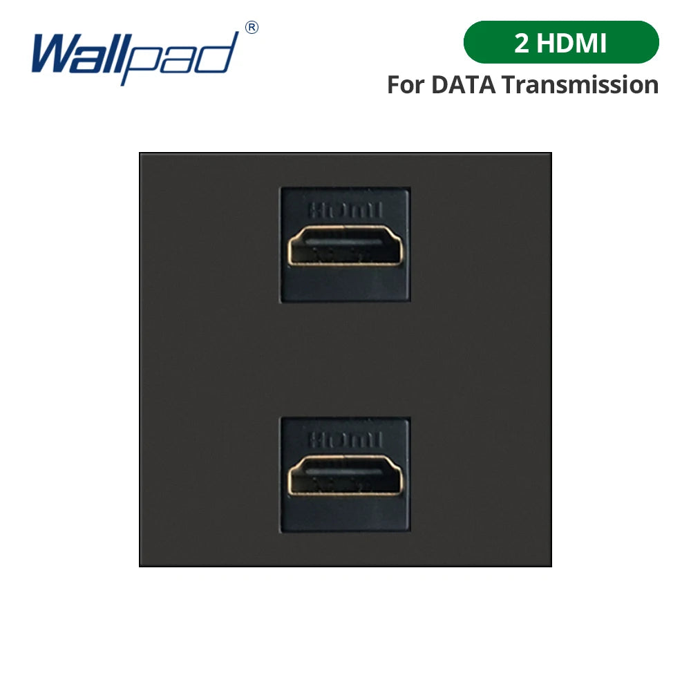 Wallpad Black DIY Module Acrylic Panel With Gold Border Wall Power Socket Electrical Outlet S6 Function Key Free Combination