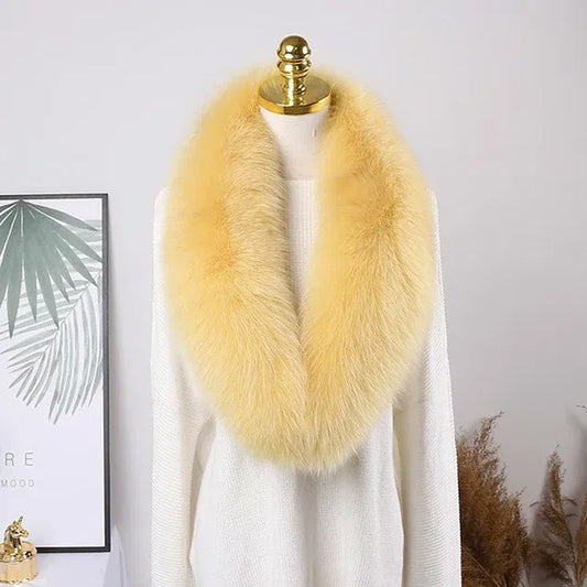 Color: PEACOCK BLUE, Size: M - 100% Natural Real Fox Fur Collar For Women Men Coat Jacket Fur Scarf Winter Extra Large Size Neck Warmer Fur Scarf Shawls Wraps