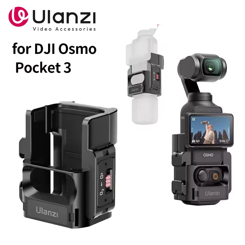 Ulanzi PK-06 Quick Release Expansion Adapter for DJI Osmo Pocket 3 Light Tripod Mount with Cold Shoe 1/4" Screw Accessories Kit