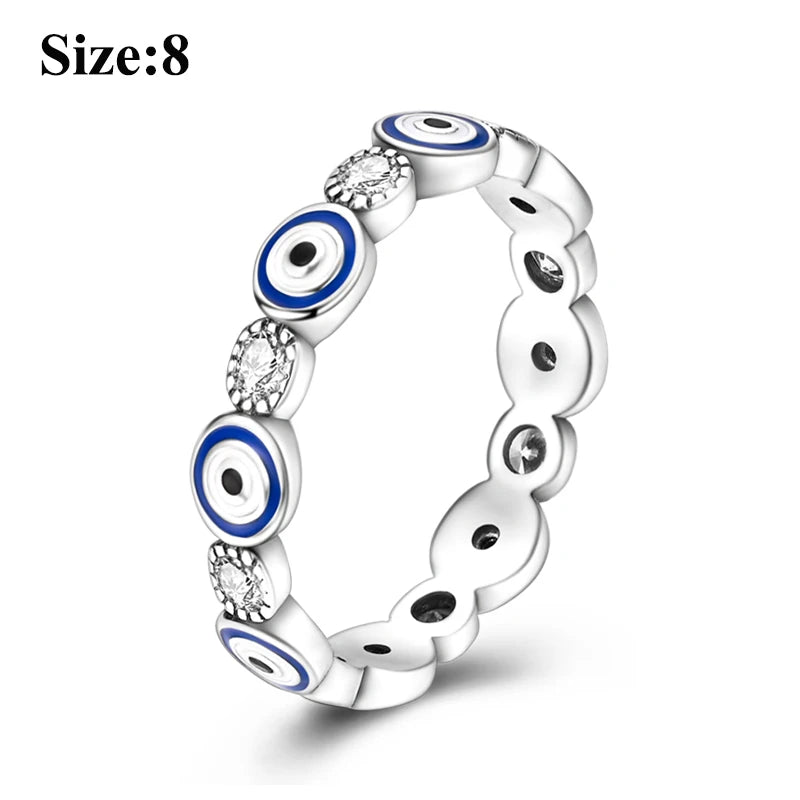MULA Wedding Band Rings for Women Man 925 Sterling Silver Evil Eye Hand Celtic Knot Four-Leaf Clover Ring Stackable Jewelry Gift