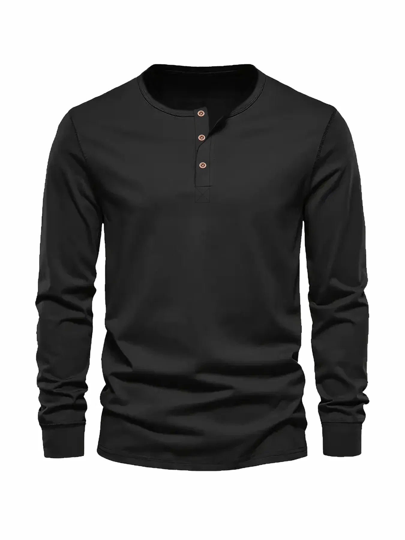 Color: Brown, Size: XL - Men's Long Sleeved Henley Neck T-shirt Slim Fit Bottoming Shirt Fitness Tops Tees Button Neck Casual Cozy Tshirt