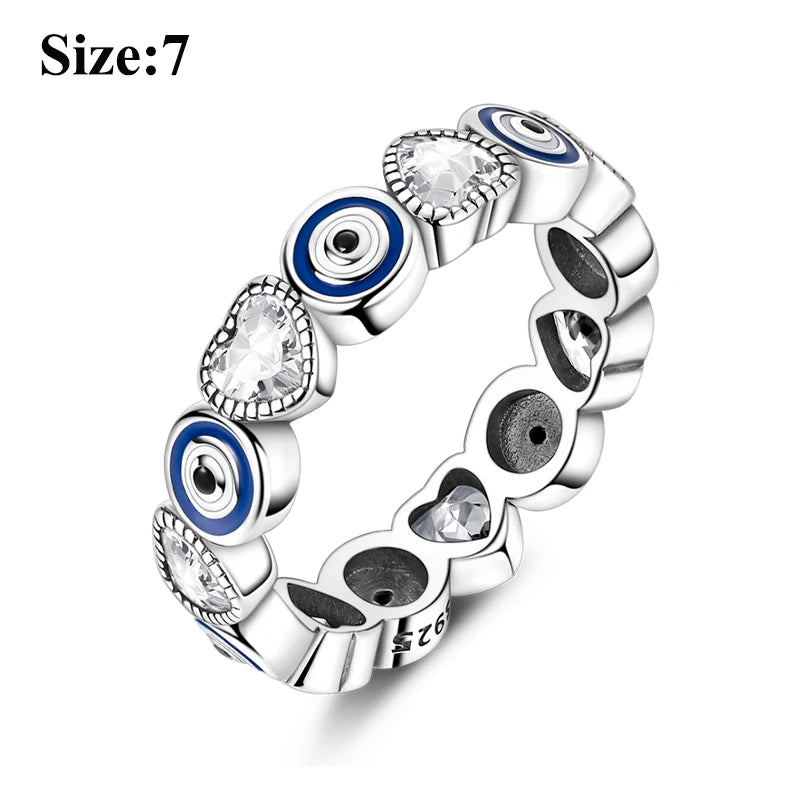 MULA Wedding Band Rings for Women Man 925 Sterling Silver Evil Eye Hand Celtic Knot Four-Leaf Clover Ring Stackable Jewelry Gift