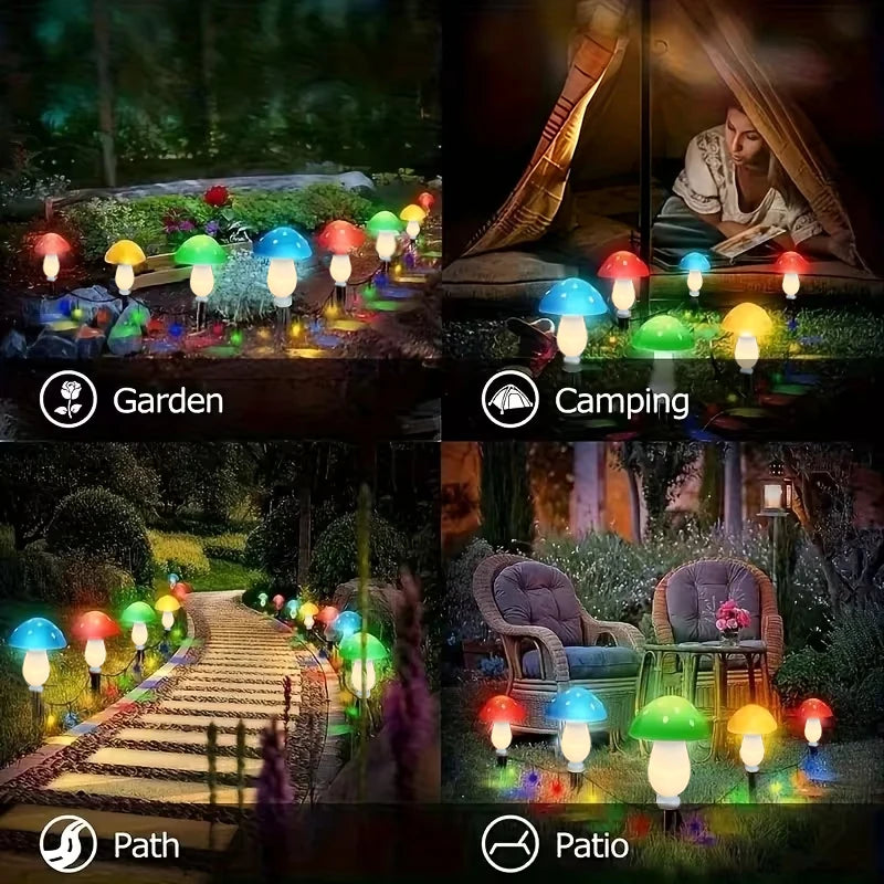 8Pcs Mushroom Solar Lights Garden Decorative Stake Lights with 8 Lighting Modes, LED Red Mushroom Solar Powered Lights For Outdoor Yard Patio Lawn Party & Holiday Decoration