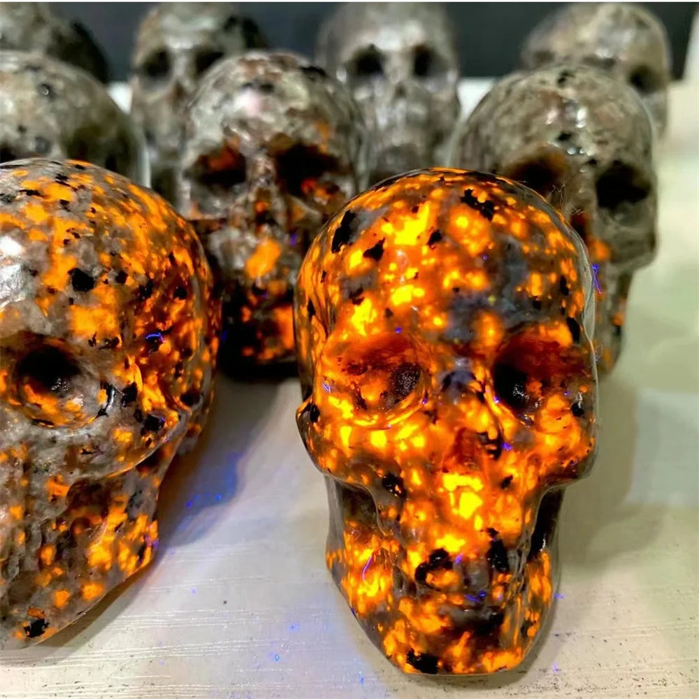 Natural Crystal Skull Ubrit Carved Skull Statue For Halloween Decoration Gift Craft Flint Statue Powerful Sorcery