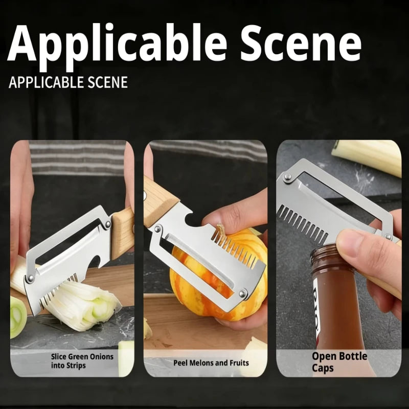 2026 New Ergonomic Paring Knife with Wood Handle Stainless Steel Vegetable Peeler 2-in-1 Fruit & Potato Peeler for Kitchen