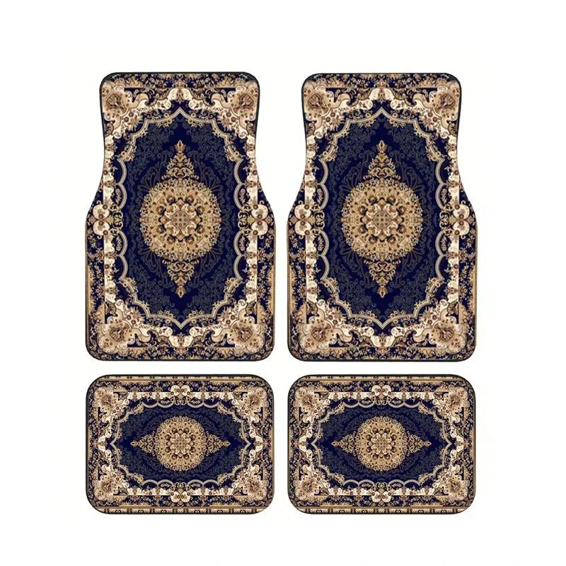 Red Bohemian Paisley Print Car Floor Mats 4Pcs Universal Anti-Slip Auto Carpet Interior Accessories For Women Girls Sedan SUV