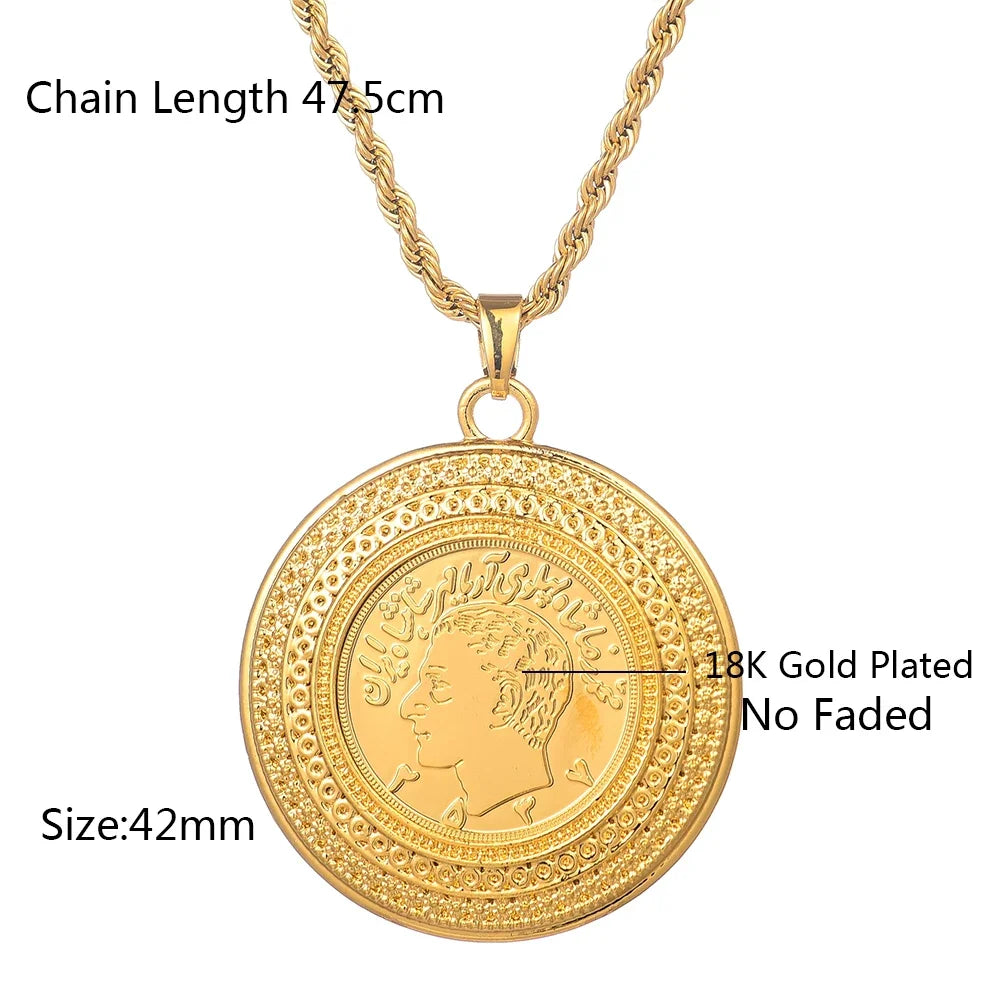 Never Faded Big Size Turkey Coin Pendant & Necklaces with AAA Crystal for Women Gold Color Turkish Coins Jewelry Ethnic Gifts