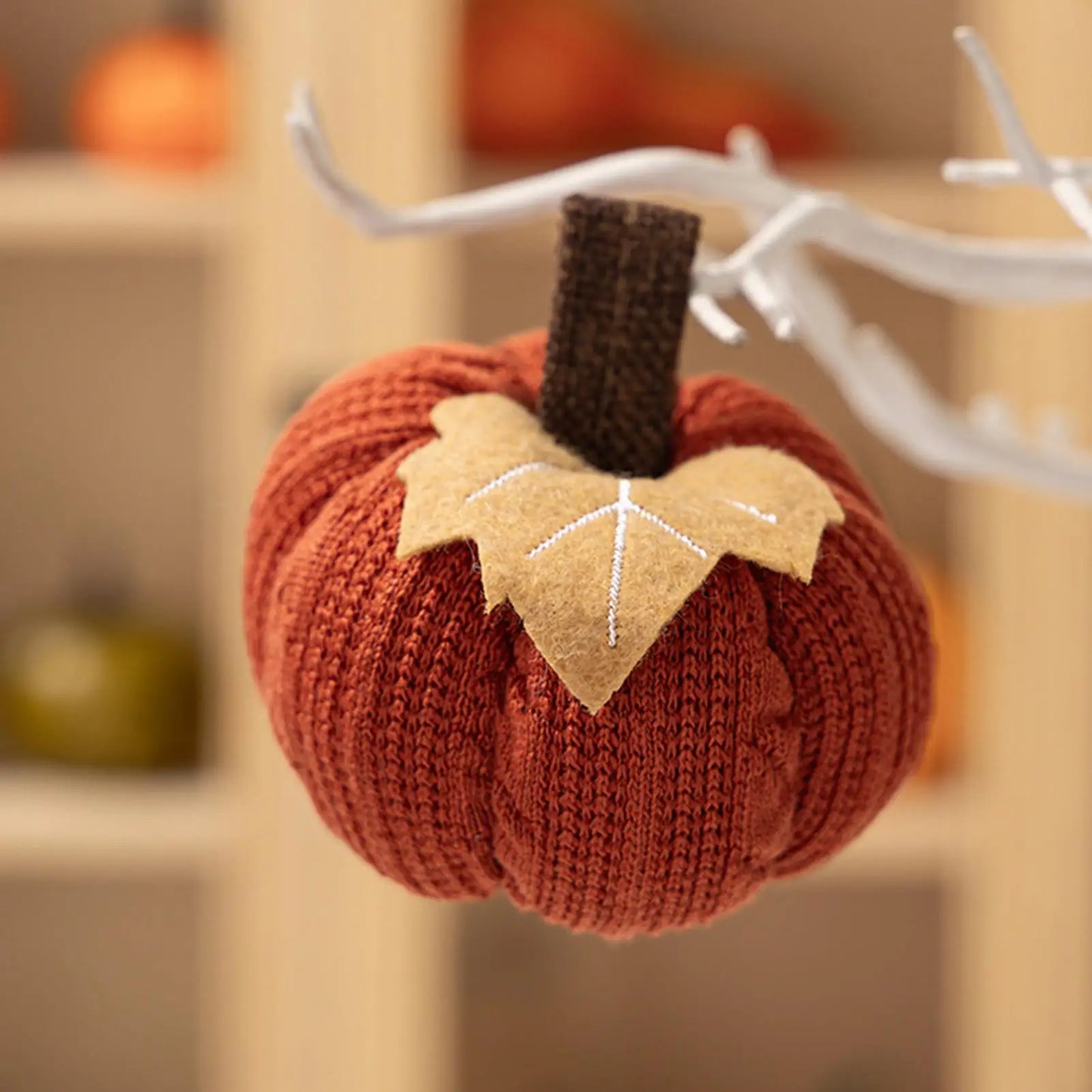 Knit Pumpkin for Autumn Decor Handcrafted Knitted Pumpkin Cozy Warm Soft Decorative Ornaments for Halloween Easter Thanksgiving