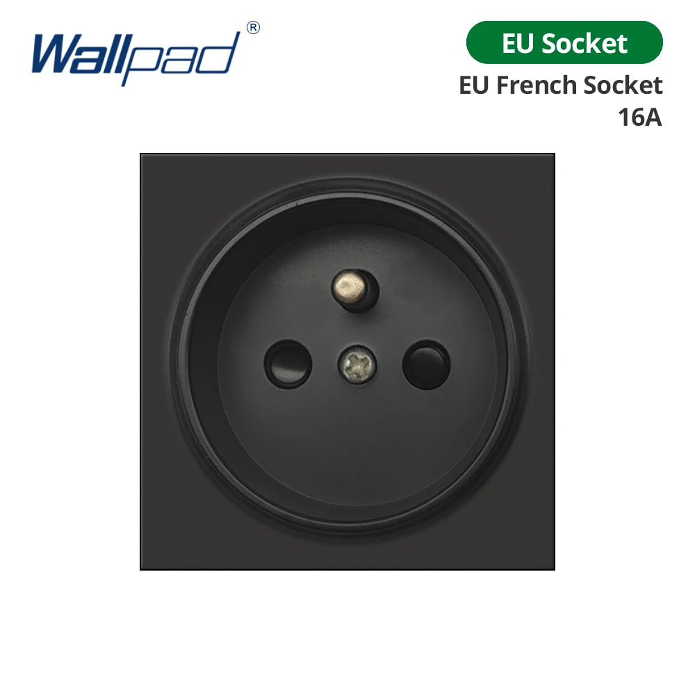 Wallpad Black DIY Module Acrylic Panel With Gold Border Wall Power Socket Electrical Outlet S6 Function Key Free Combination