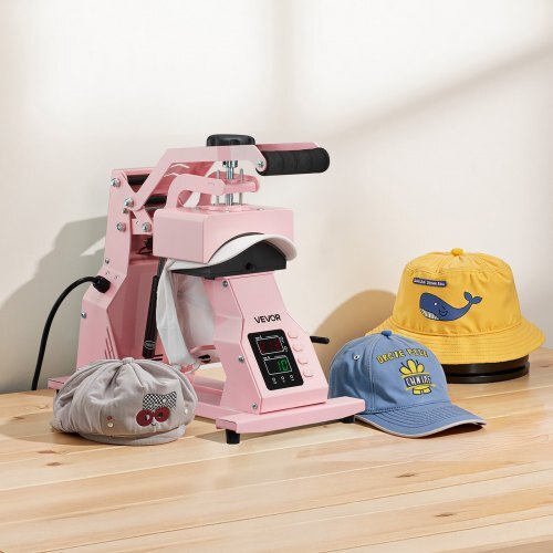 Hat Heat Press Machine, with 4pcs Interchangeable Platens, Precise Temperature and Time Control, Hat Press for HTV Iron On and Sublimation Projects, for Caps, Headbands, Cuffs, Face Masks, Pink - American Smart