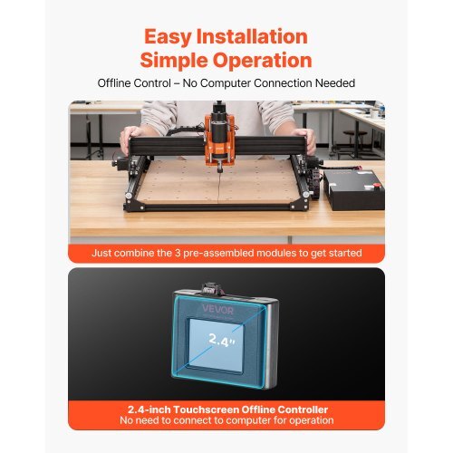 CNC Router Machine, 300W Spindle, 3-Axis Wood Engraving Milling Machine, with 15.75 x 15.75 x 2.36 in Working Area, Offline Controller, Aluminum Alloy Structure, for Wood Acrylic Carving Cutting - American Smart