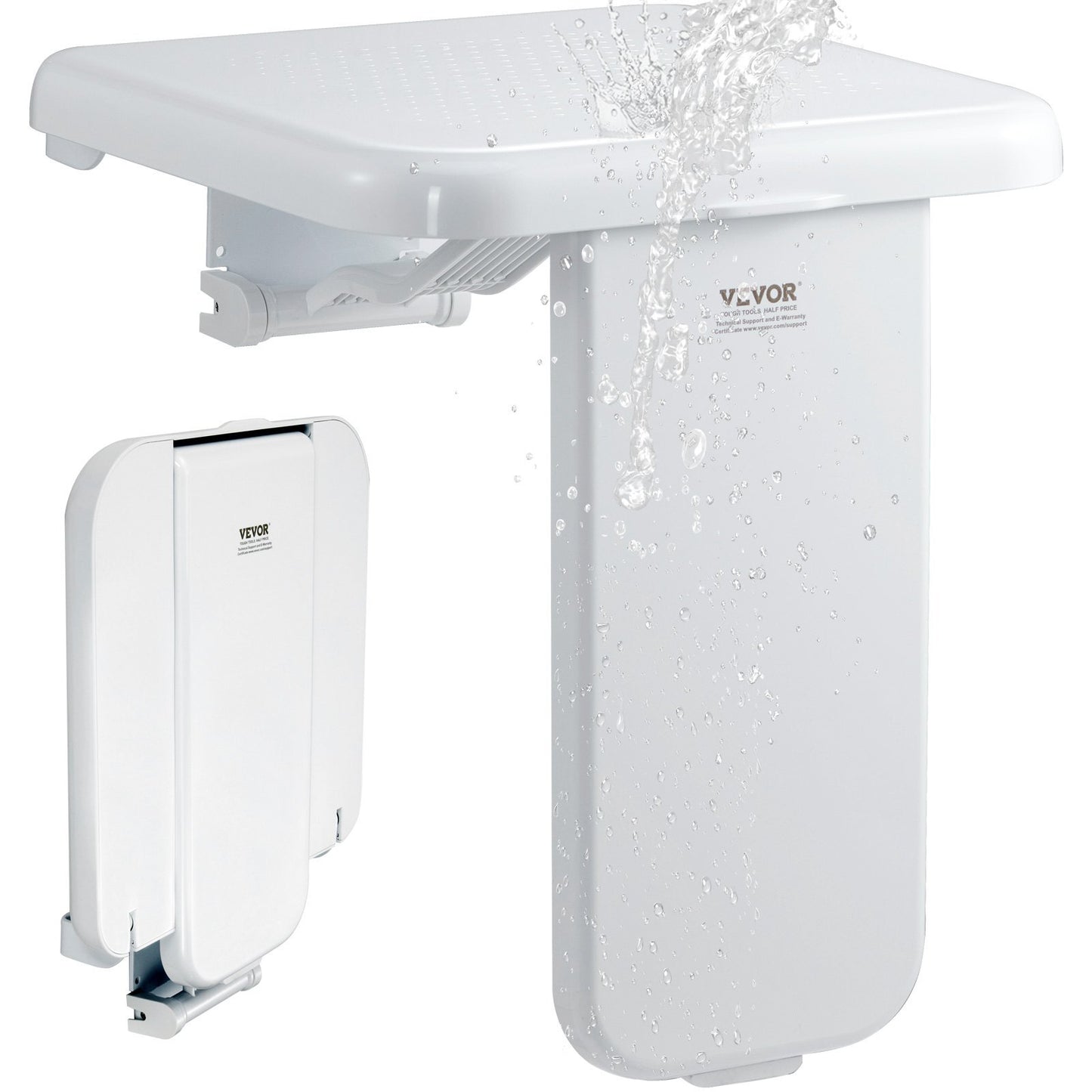 Folding ABS Shower Seat, 15.7'' x 16.7'' Unfolded, Wall Mounted Fold Up Shower Bench with 440 lbs Load Capacity, Space Saving Fold Down Shower Chair for Seniors Pregnant Women Children Adults - American Smart