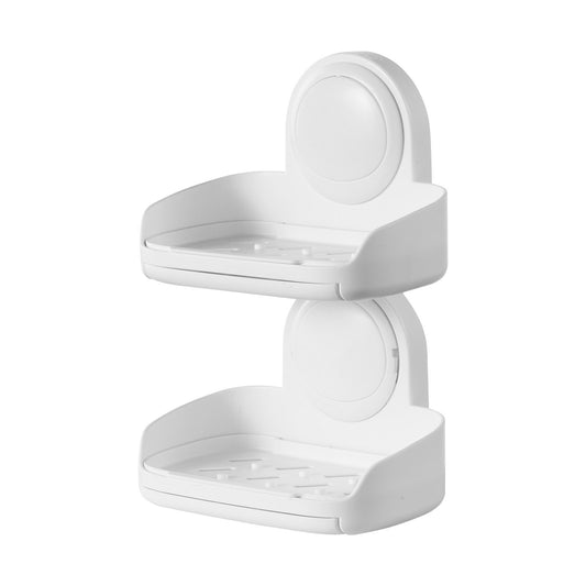 Soap Holder for Shower, Double Layer with Suction Cup, Wall Mounted NO-Drilling, Strong Suction Bar Soap Sponge Holder, Self Draining Soap Saver, for Shower Bathroom Bathtub Kitchen, Removable - American Smart