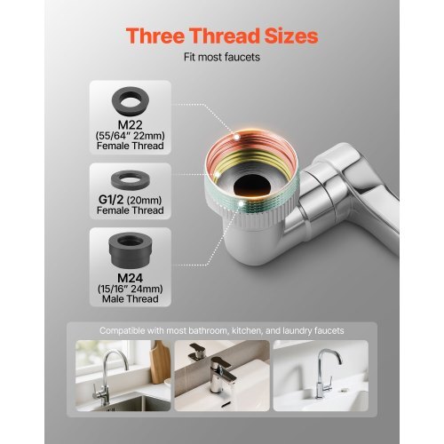 1080? Swivel Faucet Extender, 2 Sprayer Modes Sink Water Faucet Aerator Extension, Kitchen Bathroom Rotatable Spray Attachment with Brass Robotic Arm, Rotating Splash Filter Wash Hand/Hair/Face