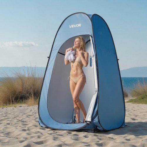 Pop up Shower Tent, Instant Portable Privacy Tent Changing Room with Shower Bag, Ground Stakes, Ropes, Carry Bag, 190T Polyester with Silver Coating, Quick Setup, for Camping, Beach, Fishing - American Smart