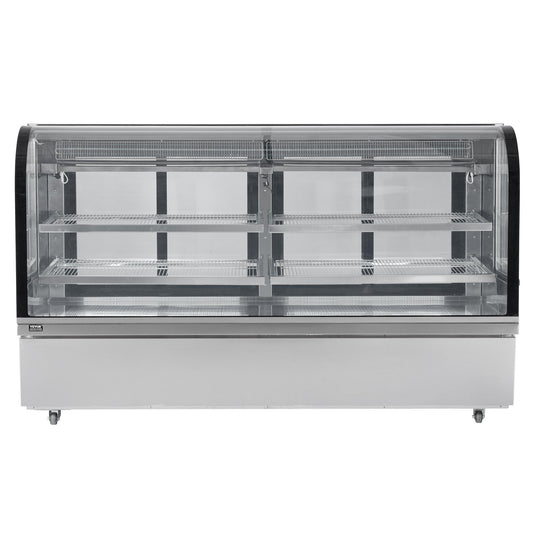 Refrigerated Display Case, 32 Cu.Ft./901L Large Pastry Display Case, 4-Tier Commercial Display Refrigerator with LED Lighting, Downdraft Cooling, Movable with Casters, for Bakery