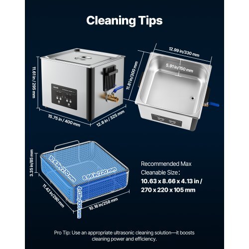 15L Ultrasonic Cleaner, Professional Ultrasonic Cleaner Machine with Cleaning Basket & Digital Display, 240W Stainless Steel 40kHz Industrial Cleaning Machine for Parts, Carburetors, Instruments - American Smart