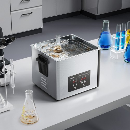 15L Ultrasonic Cleaner, Professional Ultrasonic Cleaner Machine with Cleaning Basket & Digital Display, 240W Stainless Steel 40kHz Industrial Cleaning Machine for Parts, Carburetors, Instruments - American Smart