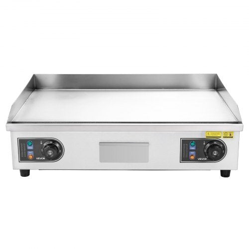 Commercial Electric Griddle, 25.79 x 15.75 inch, 2800W, 122-570F Adjustable Temp Control, Stainless Steel Body, Full Flat, with 2 Spatulas, 2 Brushes, and 4 Foot Pads, for Steak, Pancake - American Smart