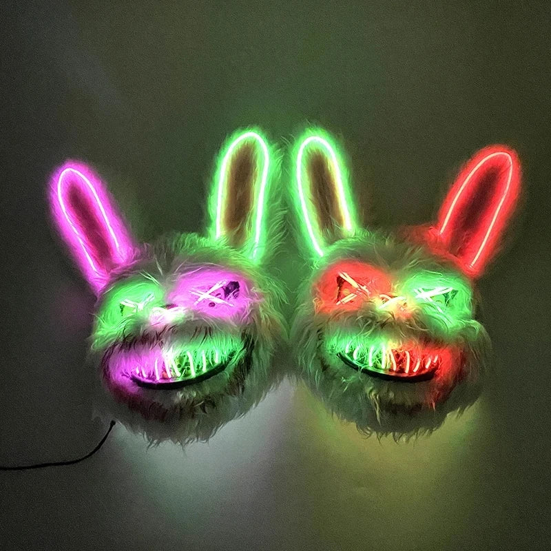 New Bloody Rabbit Bloody Bear Luminous Led Mask Halloween Horror Bunny Mask Carnival Party Cosplay Horror Dress Up Props Gifts