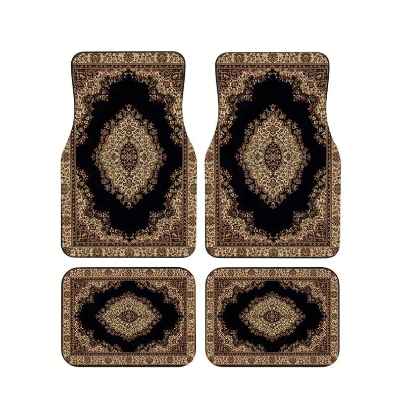 Red Bohemian Paisley Print Car Floor Mats 4Pcs Universal Anti-Slip Auto Carpet Interior Accessories For Women Girls Sedan SUV