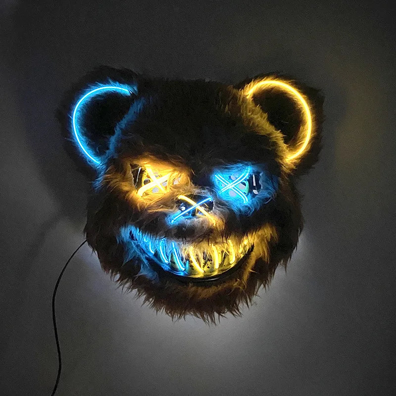 New Bloody Rabbit Bloody Bear Luminous Led Mask Halloween Horror Bunny Mask Carnival Party Cosplay Horror Dress Up Props Gifts