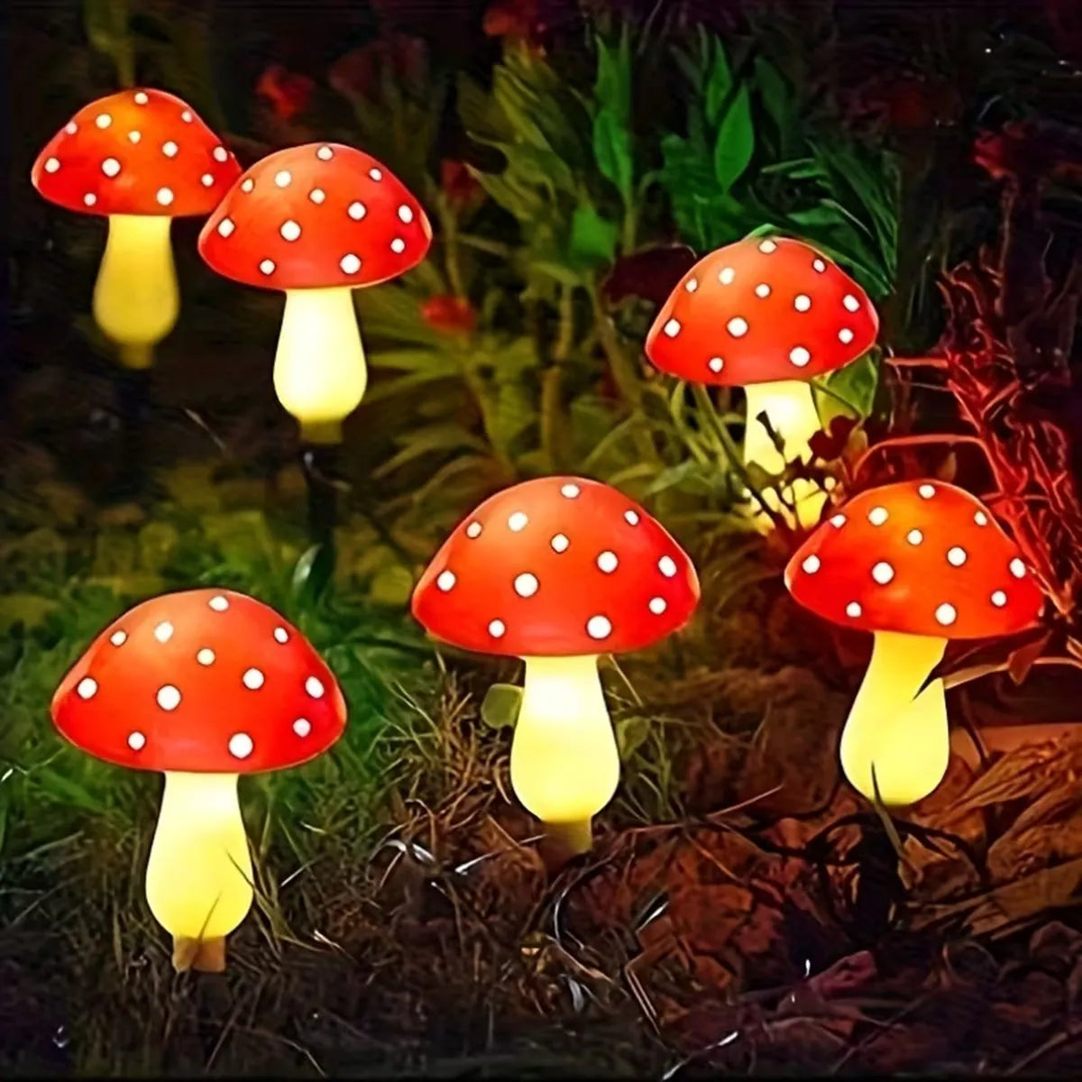 8Pcs Mushroom Solar Lights Garden Decorative Stake Lights with 8 Lighting Modes, LED Red Mushroom Solar Powered Lights For Outdoor Yard Patio Lawn Party & Holiday Decoration