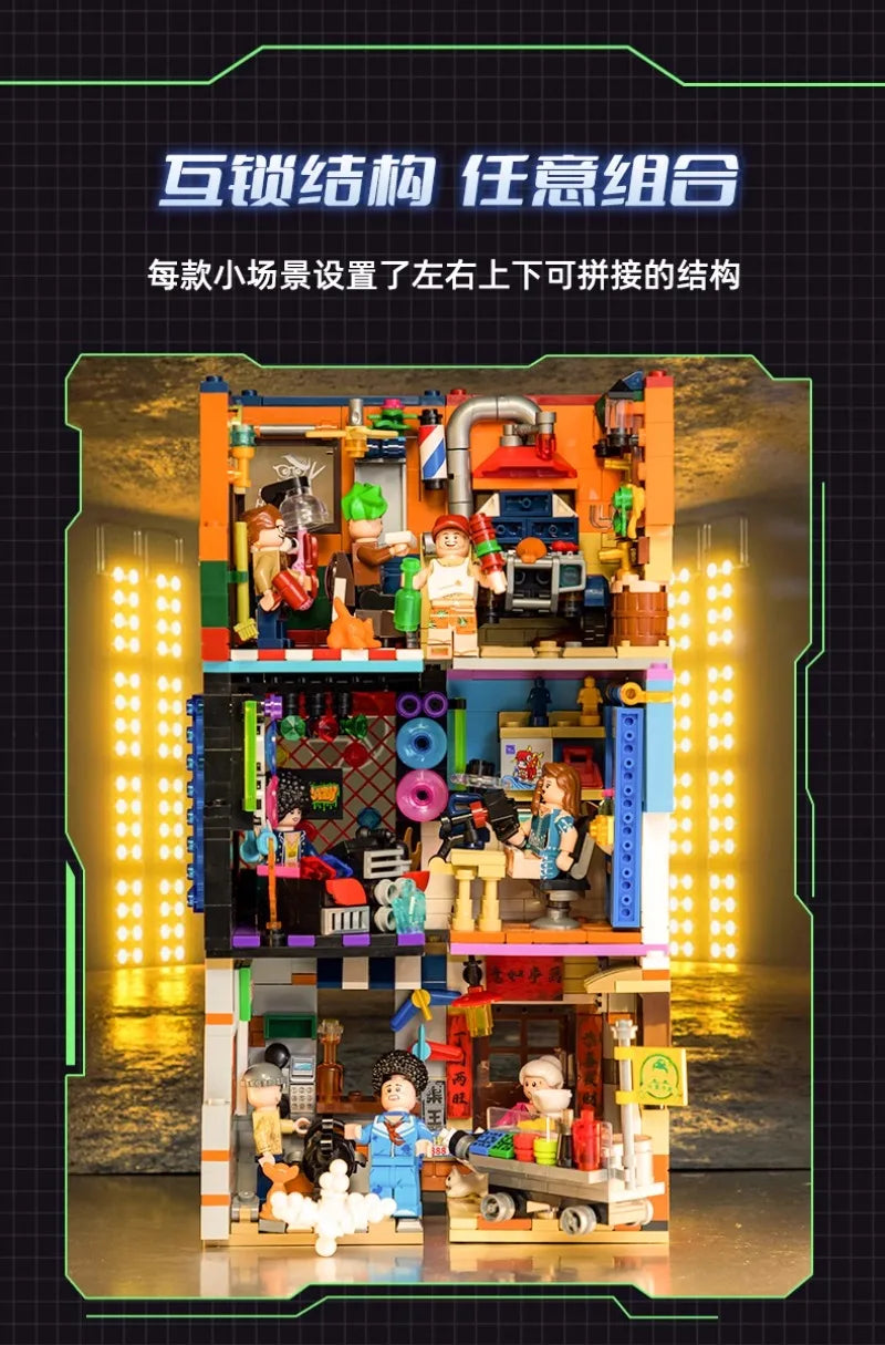 Scene Building Blocks Mini Small Particles Surfing Adventure Exploration Series Model Ornaments Splicing Toys Halloween Gift