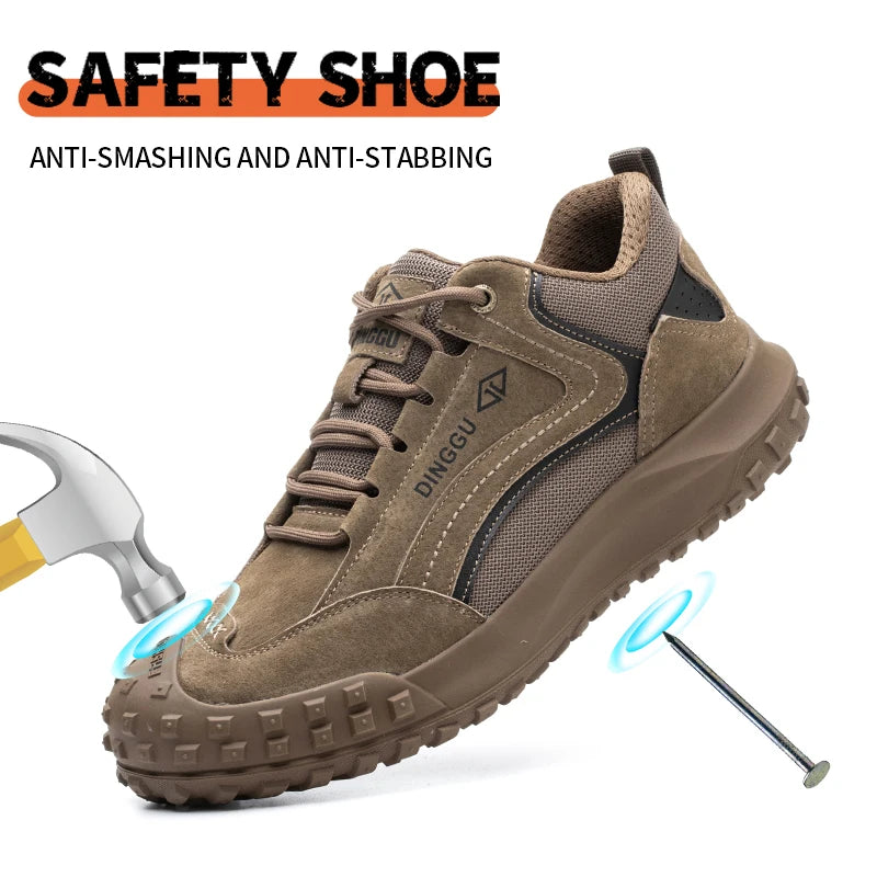 All-Season Men's Functional Work Shoes, Anti-Smashing, Wear-Resistant, Safety Labor Protection Shoes for Construction Sites and Workshops, Anti Smashing, Anti Piercing, Wear-Resistant Shoes with Steel Toe Caps, Safety Work Sh
