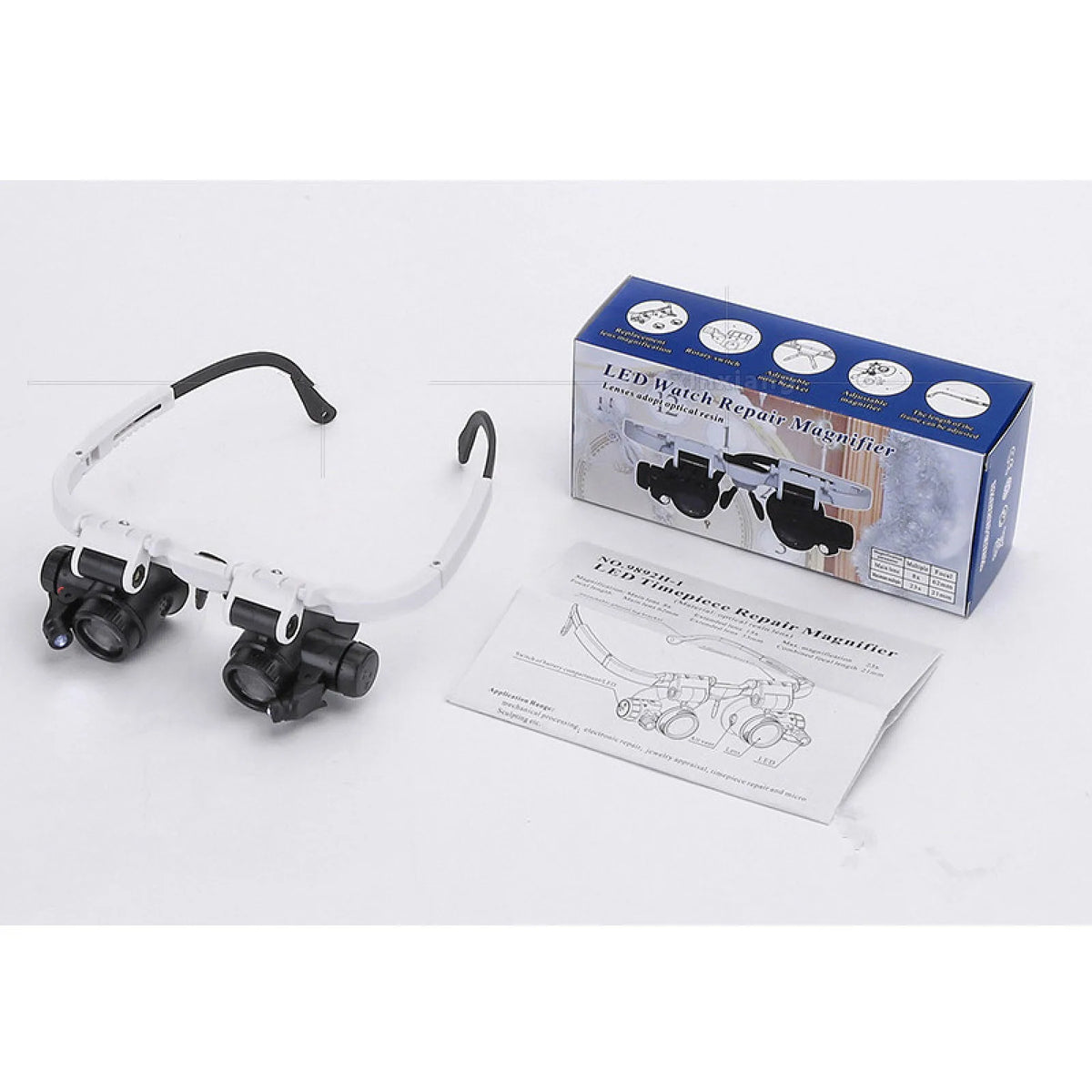8X 15X 23X LED Magnifier Double Eye Glasses Head Eye Loupe Lens Jeweler Watch Repair Magnifier Glass Measurement Tools