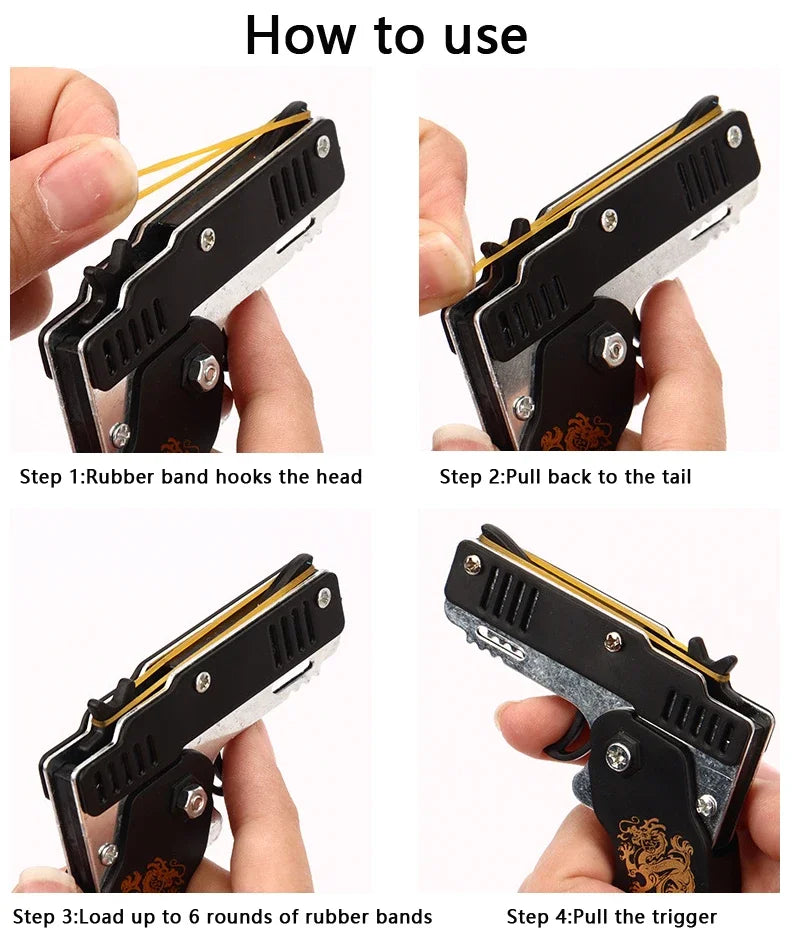 1x Mini Keychain Gun Rubber Band Toy Shooting Pistol Alloy Kid Outdoor Activities Party Game Birthday Gift for Children Creative