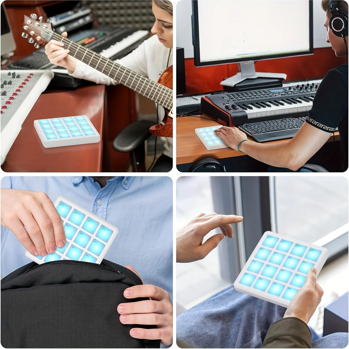 M-VAVE 16-Key RGB Backlit MIDI Pad—Portable Music Production Controller Available in Black and White—Music Production, Electronic Drum Triggering, and DJ Equipment