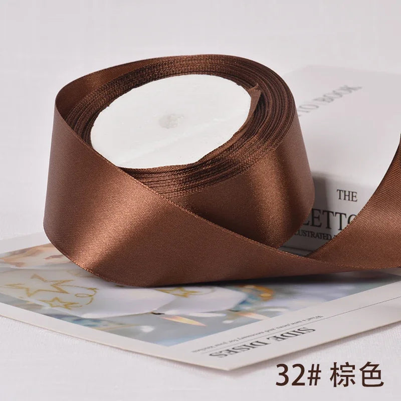 6-10-12-15-20-25-40mm Satin Ribbons for Wedding Birthday Party Gift Wrapping Tape Christmas Halloween DIY Crafts Handmade Ribbon