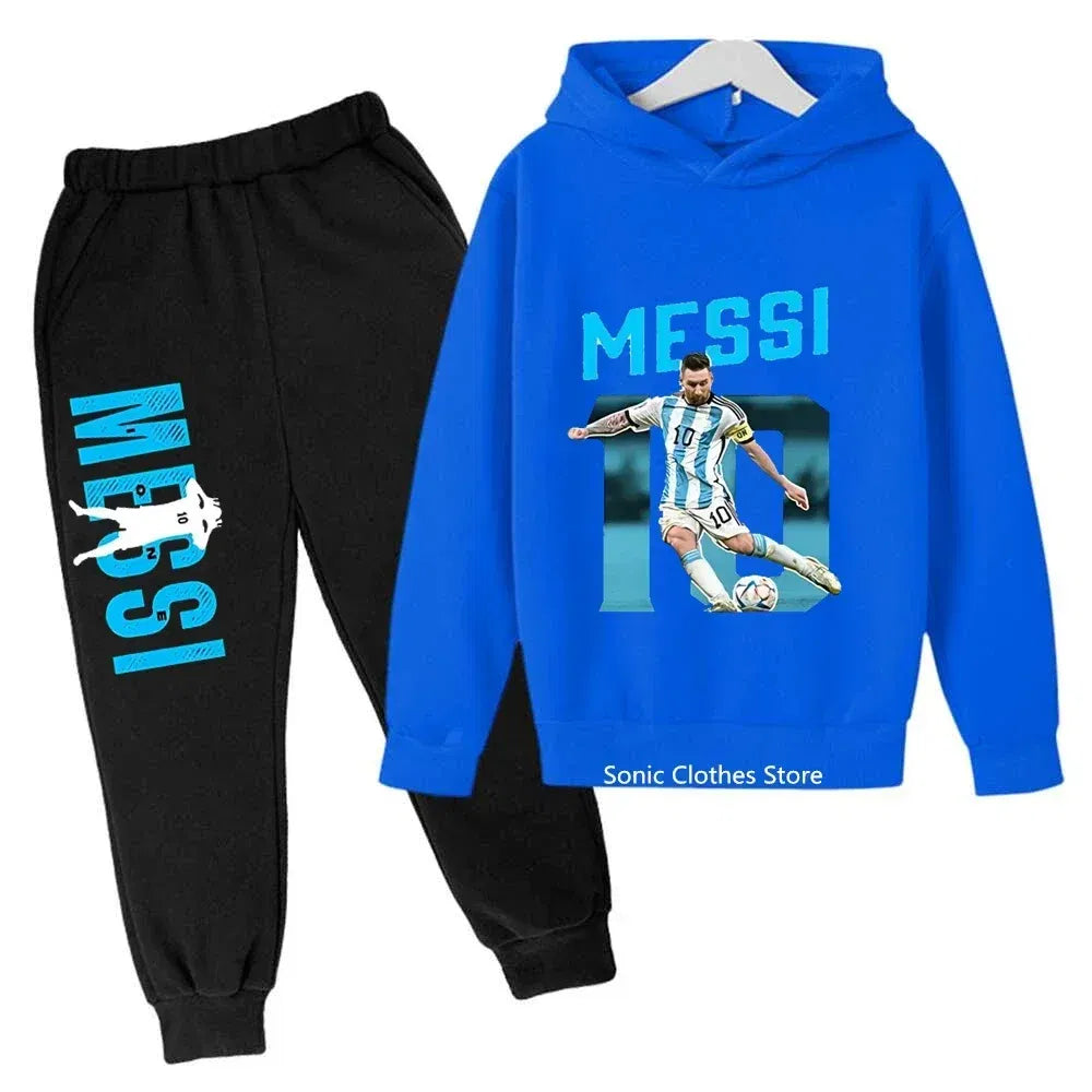 Color: Dark Grey, Kid Size: 5 - messi avatar printed children's clothing children's autumn and winter hoodies pants 2-piece casual boys and girls suits